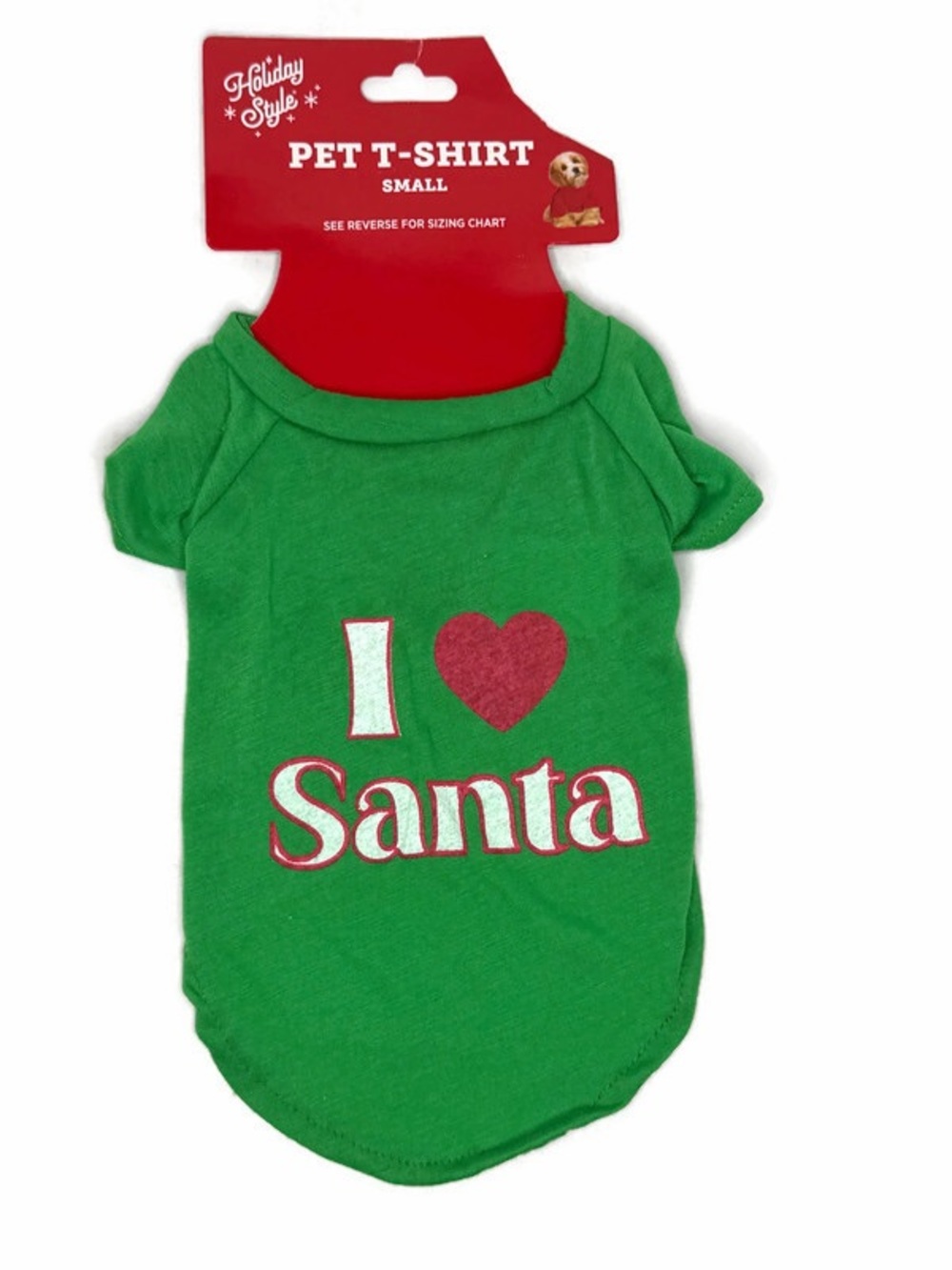 Green I ❤️ Santa Pet T-Shirt